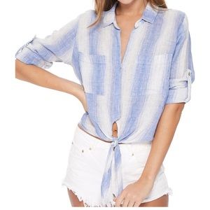 Robin Tie Top in Crème Stripes